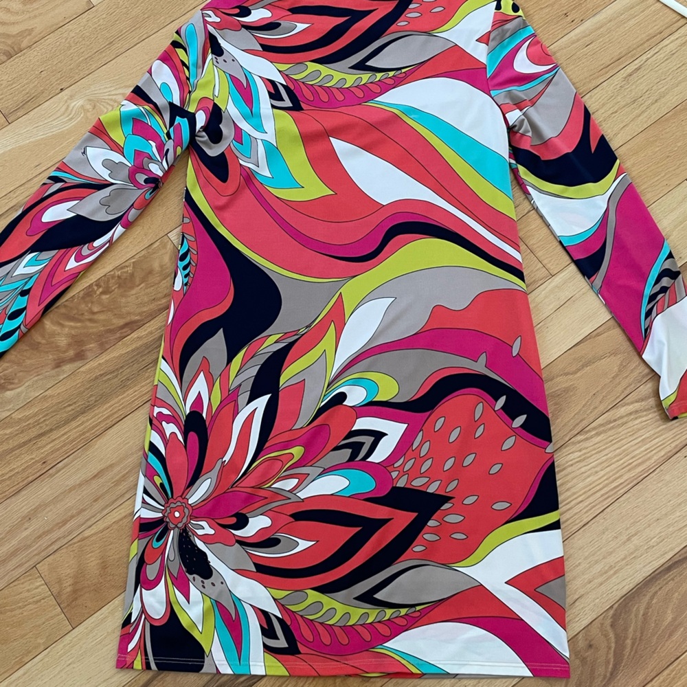 Trina Turk Multicolor Abstract Long Sleeve Dress